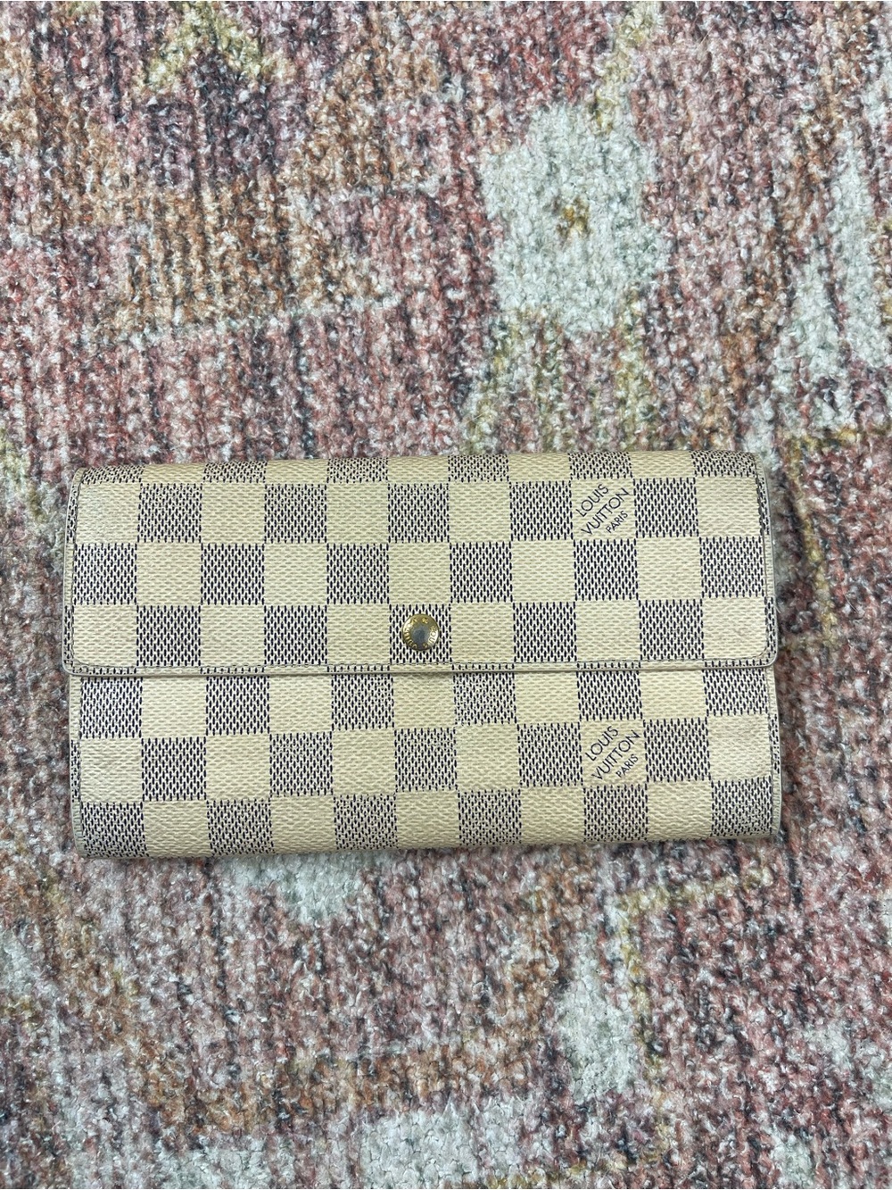 Louis Vuitton Damier Azur Sarah Long Wallet Zippy Continental Canvas